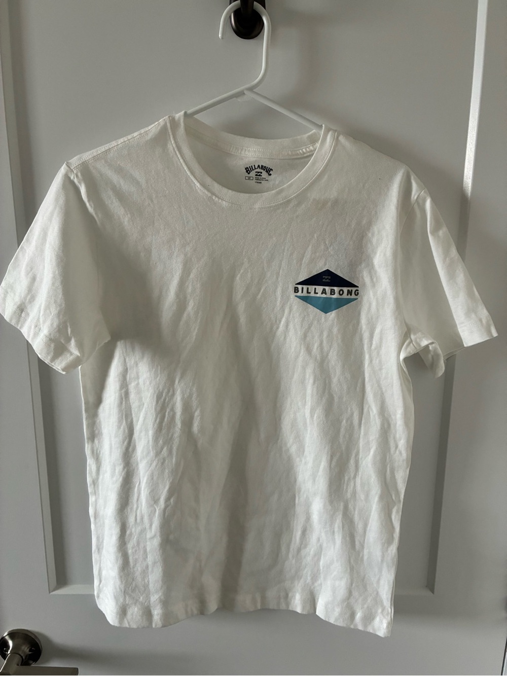 Billabong White Short Sleeve Tee with Blue Logo